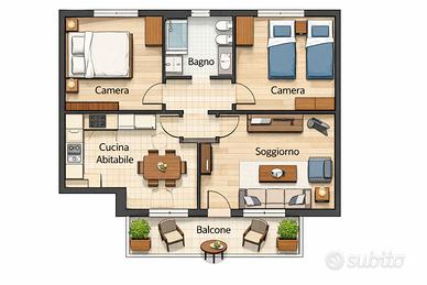 Trilocale luminoso con balcone