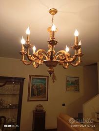 Lampadario legno color oro
