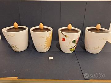Set n.4 barattoli sale zucchero caffè in ceramica