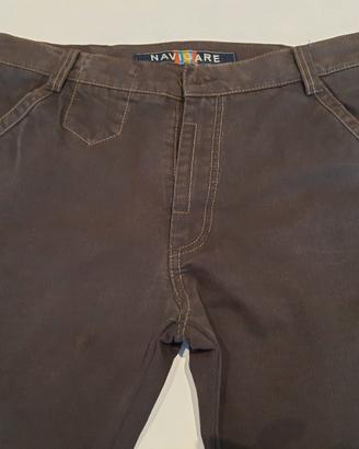 Pantaloni NavigareSport rigati marrone cotone slim