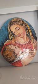 Madonna con bambino dipinta a mano