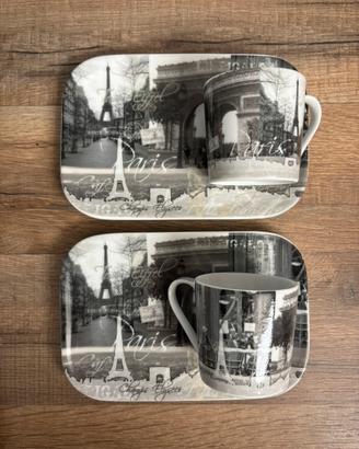 Set 2 tazzine con piattini Parigi