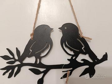 Decorazione uccellini metallo nero Boltze nuovo
