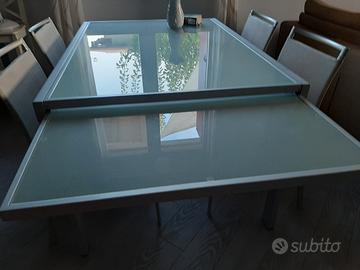 TAVOLO Alluminio Cristallo CON SEDIE