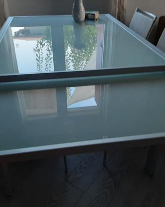 TAVOLO Alluminio Cristallo CON SEDIE