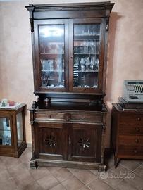 Credenza vetrina antica in legno massello