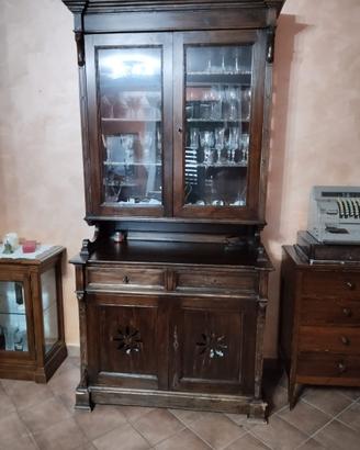 Credenza vetrina antica in legno massello
