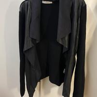 Cardigan in similpelle e tessuto Datch