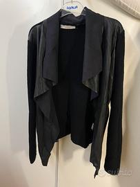 Cardigan in similpelle e tessuto Datch