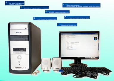 PC Desktop + Monitor 19 Asus, Tastiera, Casse