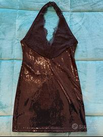 Vestito nero di Zara con strass e pizzo