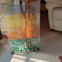 Vaso in vetro granigliato fatto a mano