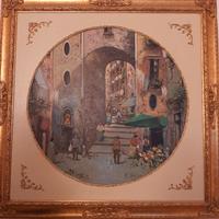 Ugo Mascolo mercatino napoletano olio su pannello 