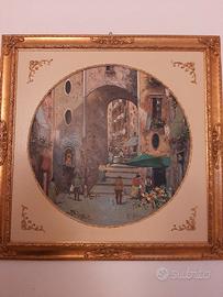 Ugo Mascolo mercatino napoletano olio su pannello 