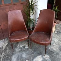 coppia poltrone anni 50 in pelle marrone