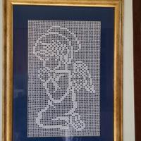 quadro lavorato mano con tecnica del filet