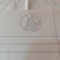 antico foglio di carta bollata L.500