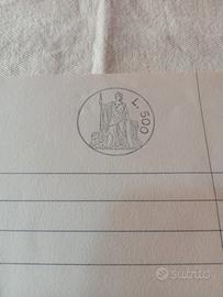 antico foglio di carta bollata L.500