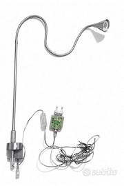 Lampada a morsetto cromata regolabile flessibile