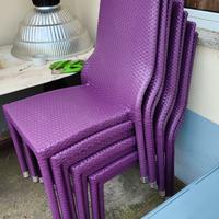 Sedie rattan viola per esterno o interno