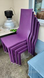 Sedie rattan viola per esterno o interno
