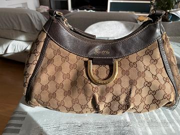 Gucci borsa GG canvas hobo originale-pelle marrone