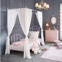 Letto a baldacchino rosa in metallo