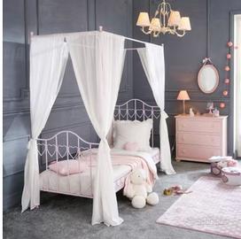 Letto a baldacchino rosa in metallo