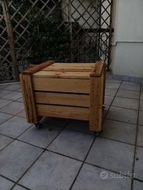 cassapanca in legno con ruote