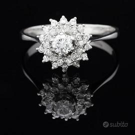 ANELLO ROSETTE ORO BIANCO 18 KT  BRILLANTI 0.58 CT