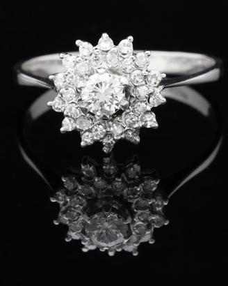 ANELLO ROSETTE ORO BIANCO 18 KT  BRILLANTI 0.58 CT