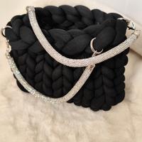 Pochette chunky bag nero finto cotone