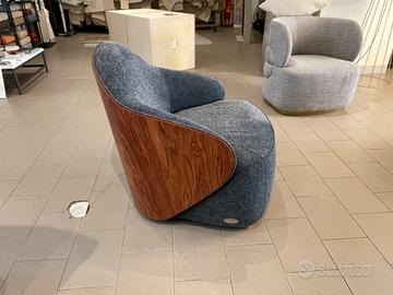 Poltrona tessuto booklet legno midollino curvato d