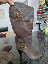 stivali in pelle,foderati in pelle,colore marrone