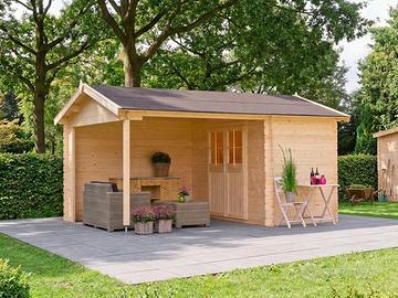 CASETTA DI LEGNO WALTER 320x445x245h CON VERANDA