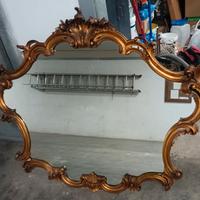 Specchio Rococò anni '50 foglia oro 