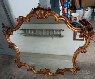 Specchio Rococò anni '50 foglia oro 
