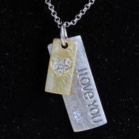 Collana piastrine graffio cuore I LOVE YOU