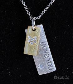 Collana piastrine graffio cuore I LOVE YOU