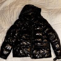 Piumino Bomber Nero Lucido con Cappucci