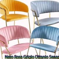 -Poltrona in Velluto Sedia New Velvet Rosa Senape