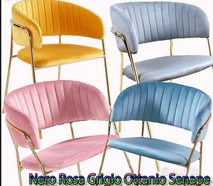 -Poltrona in Velluto Sedia New Velvet Rosa Senape