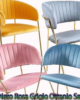 -Poltrona in Velluto Sedia New Velvet Rosa Senape