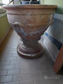 grande vaso a Tortiglione in terracotta con base p