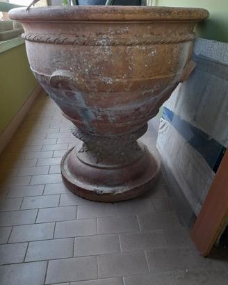 grande vaso a Tortiglione in terracotta con base p