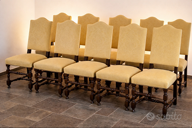Set di 10 sedie imbottite in legno – rivestimento