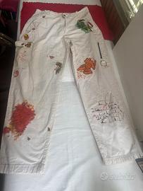 Pantaloni vintage dipinti a mano