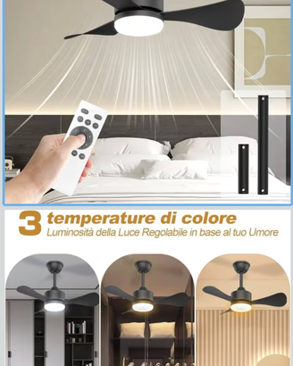 Ventilatore da Soffitto con Luce e Telecomando
