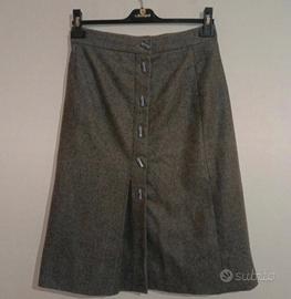 Gonna medio lunga grigia in lana Vintage 