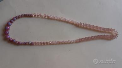collana quarzo rosa e murano